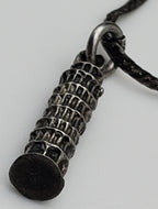 Vintage Leaning Tower of Pisa Pendant on Sterling Silver Chain Necklace - 18.25"
