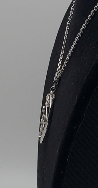 Vintage Sterling Silver Leaf Pendant Chain Necklace - 16"