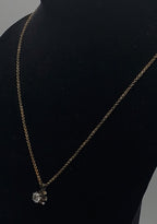 Diamonique Cubic Zirconia Gold Tone Sterling Silver Flower Pendant on Gold Tone Sterling Chain Necklace - 17.75"