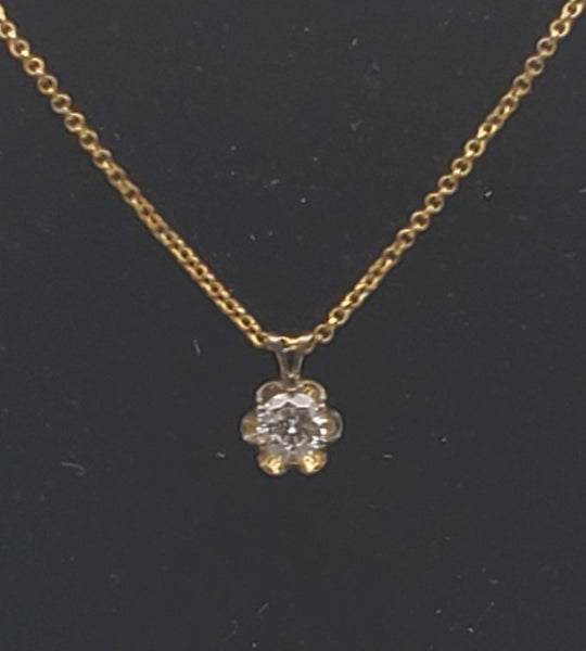 Diamonique Cubic Zirconia Gold Tone Sterling Silver Flower Pendant on Gold Tone Sterling Chain Necklace - 17.75"