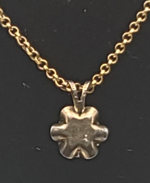 Diamonique Cubic Zirconia Gold Tone Sterling Silver Flower Pendant on Gold Tone Sterling Chain Necklace - 17.75"