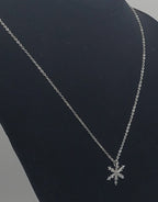 Cubic Zirconia Snowflake Pendant Chain Necklace - 18"