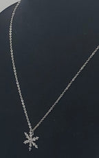 Cubic Zirconia Snowflake Pendant Chain Necklace - 18"