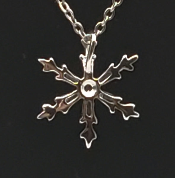 Cubic Zirconia Snowflake Pendant Chain Necklace - 18"