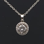 Cubic Zirconia Pendant Chain Necklace - 15.5 + 3.5"
