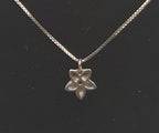 Vintage Cubic Zirconia Flower Pendant on Sterling Silver Chain Necklace - 24"