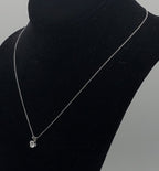 Vintage Cubic Zirconia Sterling Silver Pendant Chain Necklace - 17.75"