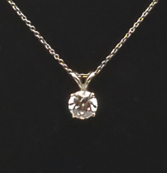 Vintage Cubic Zirconia Sterling Silver Pendant Chain Necklace - 17.75"