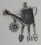 Vintage Sterling Silver Watering Can Gardening Themed Brooch