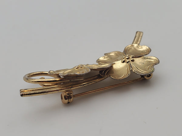 Beau - Vintage Gold Tone Sterling Silver Flowers Brooch