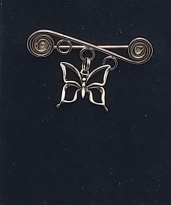 Sterling Silver Wire Dangling Butterfly Brooch