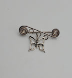 Sterling Silver Wire Dangling Butterfly Brooch