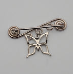 Sterling Silver Wire Dangling Butterfly Brooch