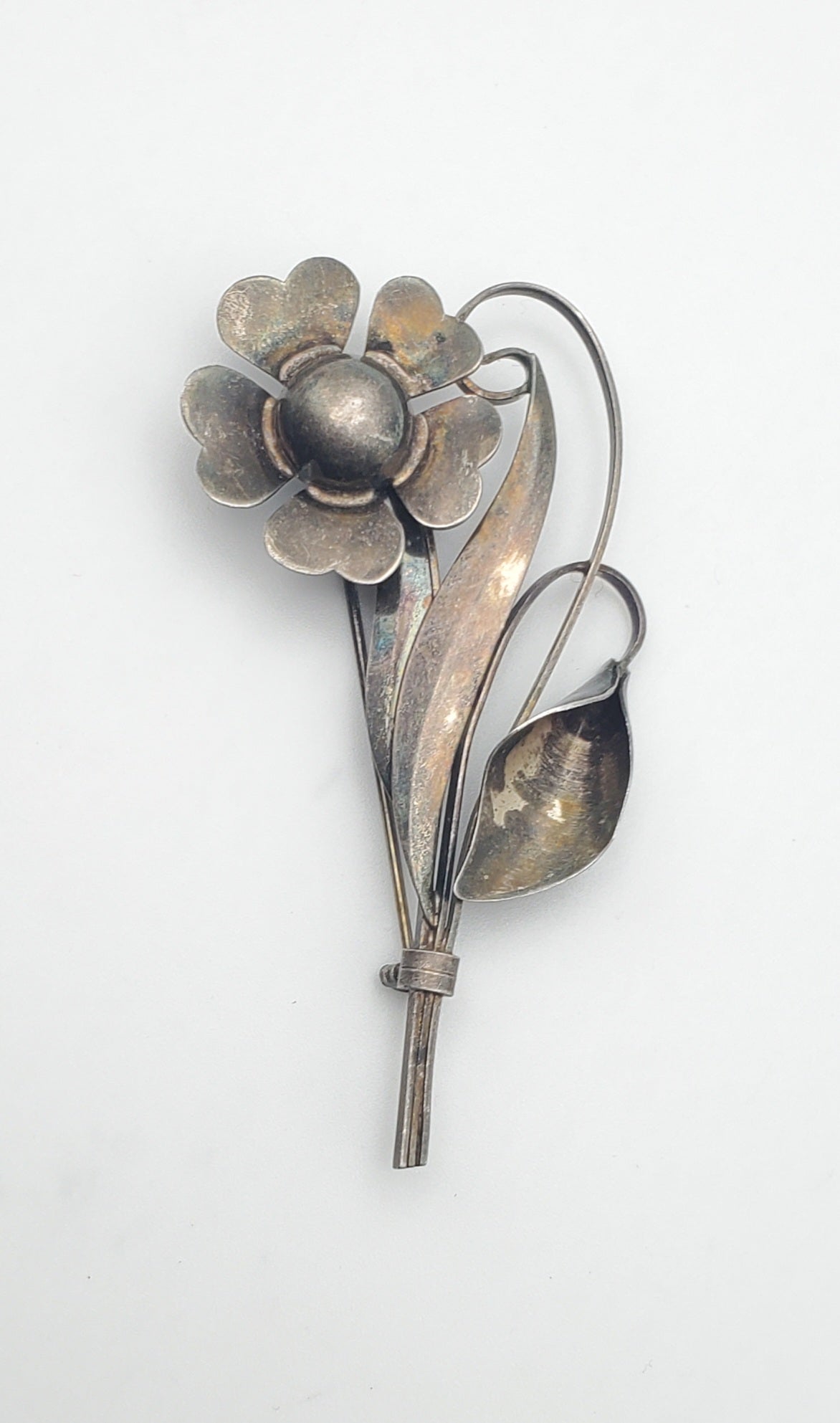 Truart - Vintage Sterling Silver Three-Dimensional Floral Bouquet Brooch