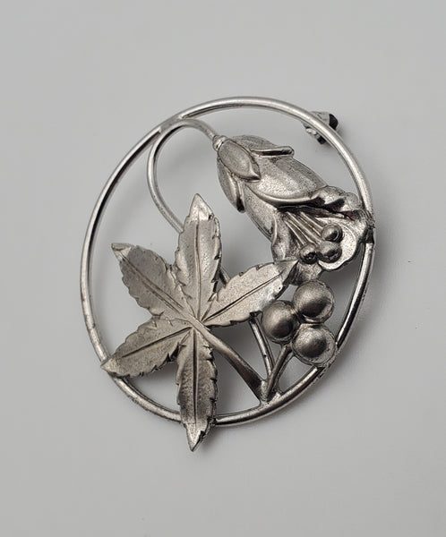 Vintage Sterling Silver Floral Brooch - BROKEN