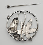 Vintage Sterling Silver Floral Brooch - BROKEN