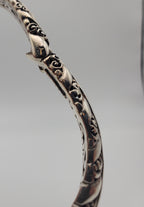 Sarda - Vintage Sterling Silver Filigree Hinged Bangle Bracelet