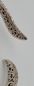 Sarda - Vintage Sterling Silver Filigree Hinged Bangle Bracelet