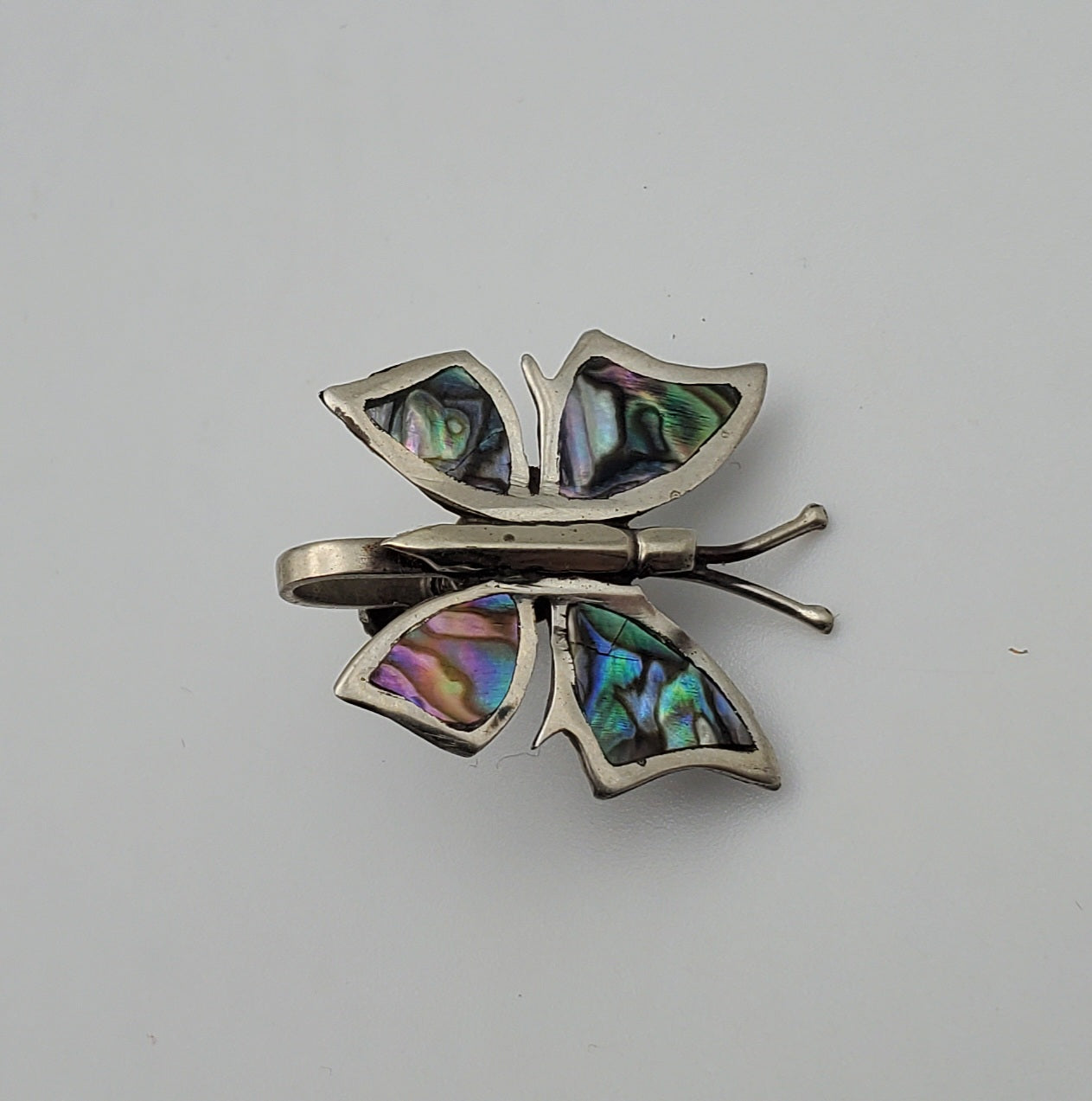 Vintage Sterling Silver Handmade Abalone Shell Inlaid Screw Back Earrings