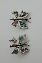 Vintage Sterling Silver Handmade Abalone Shell Inlaid Screw Back Earrings