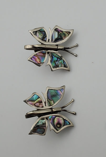 Vintage Sterling Silver Handmade Abalone Shell Inlaid Screw Back Earrings