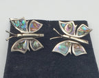 Vintage Sterling Silver Handmade Abalone Shell Inlaid Screw Back Earrings