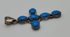 Mark Wasserman Samara - Vintage Handmade Sterling Silver Imitation Turquoise Cabochon Cross Pendant