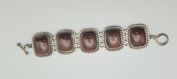 Large Sterling Silver Polished Mahogany Obsidian Bracelet - 8"