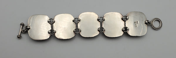 Large Sterling Silver Polished Mahogany Obsidian Bracelet - 8"
