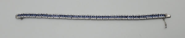 Sterling Silver Blue and Colorless Cubic Zirconia Bracelet - 7.5"