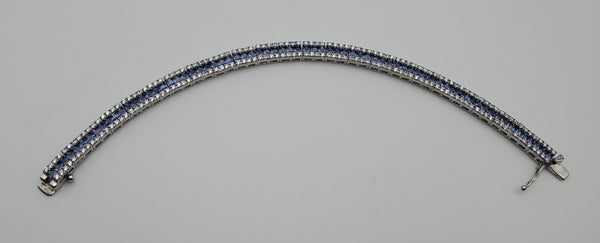 Sterling Silver Blue and Colorless Cubic Zirconia Bracelet - 7.5"