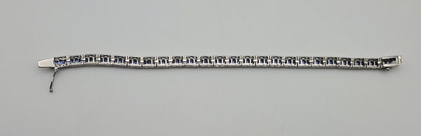 Sterling Silver Blue and Colorless Cubic Zirconia Bracelet - 7.5"