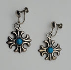 Vintage Sterling Silver Turquoise Cross Earrings