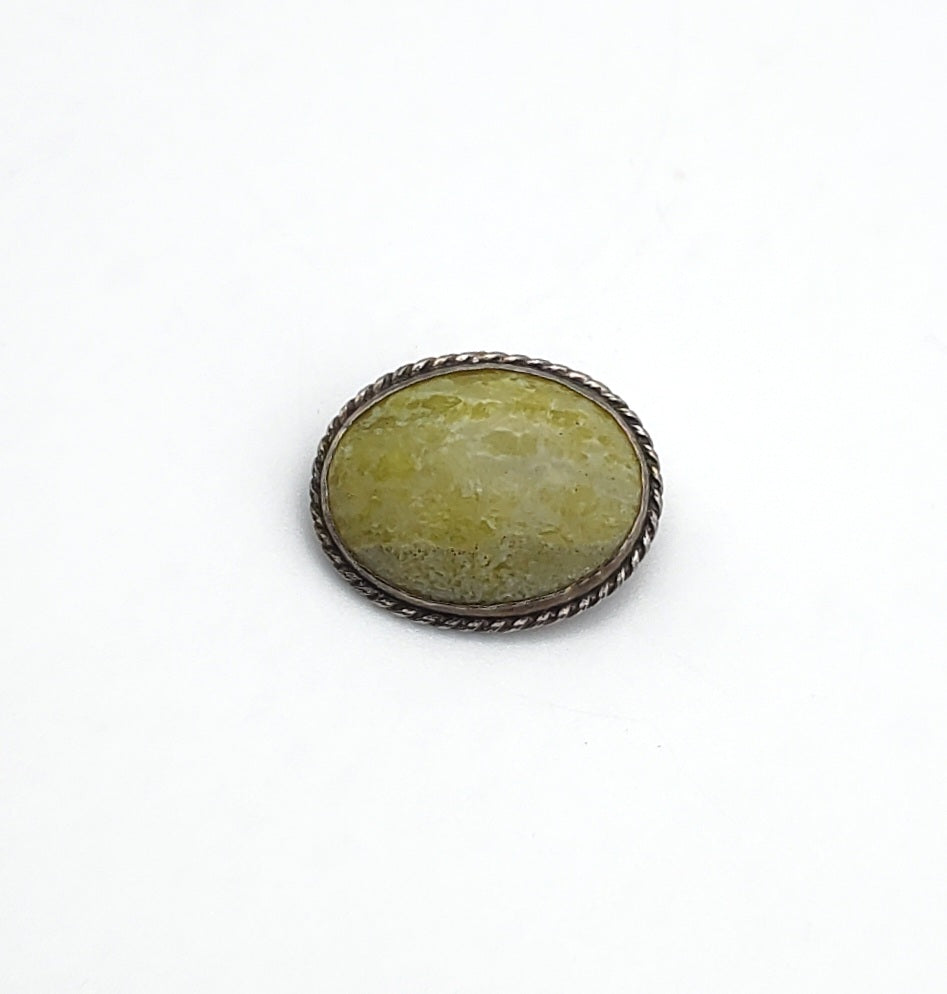 Vintage English Serpentine Sterling Silver Brooch