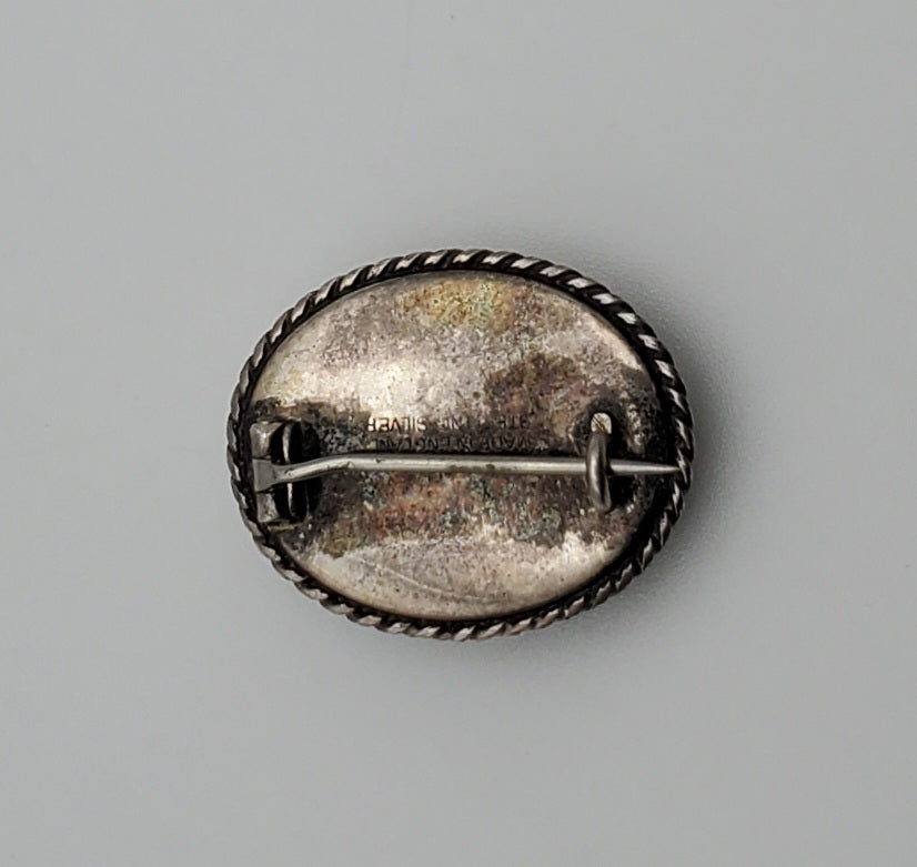 Vintage English Serpentine Sterling Silver Brooch