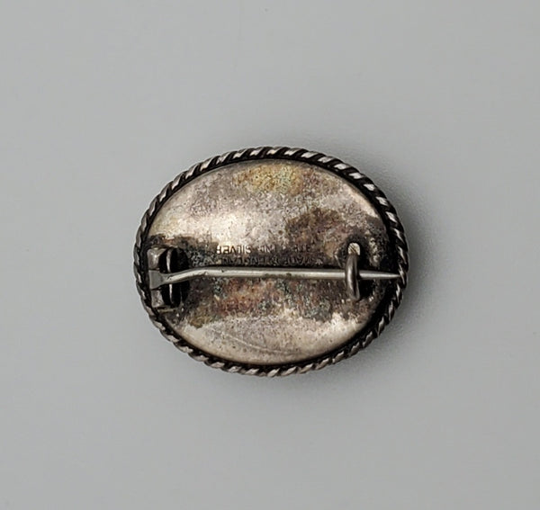 Vintage English Serpentine Sterling Silver Brooch
