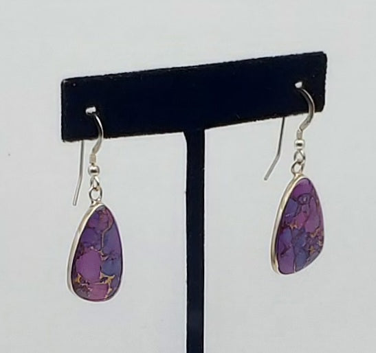 Purple Copper Turquoise Sterling Silver Dangle Earrings
