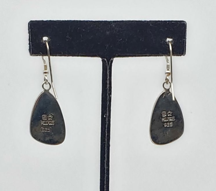 Purple Copper Turquoise Sterling Silver Dangle Earrings