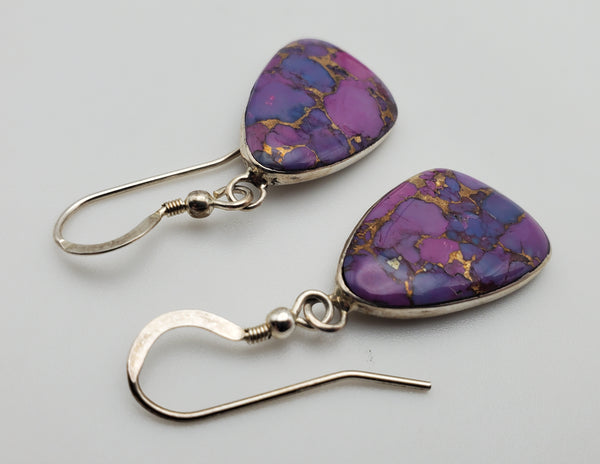 Purple Copper Turquoise Sterling Silver Dangle Earrings