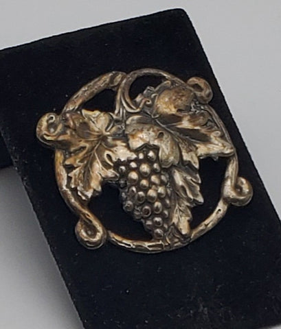 Vintage Art Nouveau Sterling Silver Grapevine Brooch - MISSING PIN