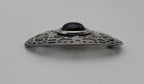 Sterling Silver Black Onyx Hammered Texture Pierced Design Brooch