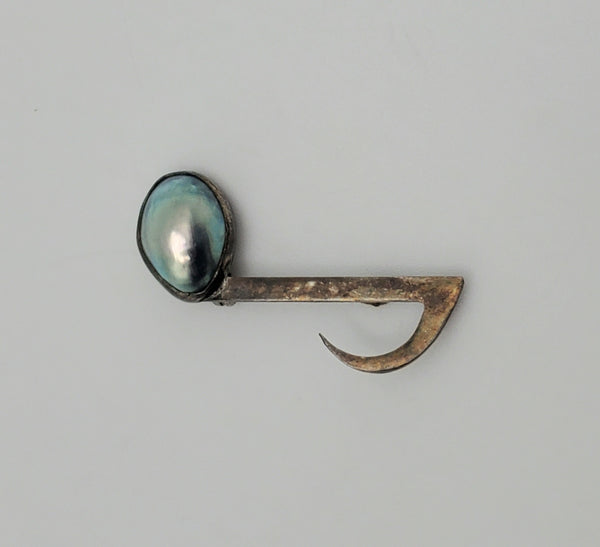 Vintage Tahitian Pearl Sterling Silver Eighth Note Brooch