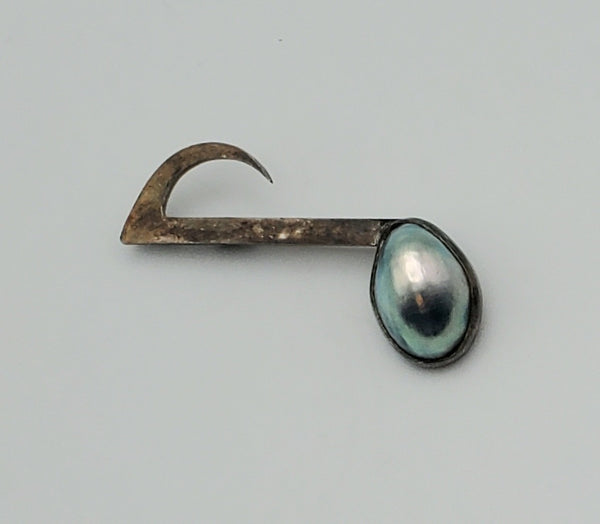 Vintage Tahitian Pearl Sterling Silver Eighth Note Brooch