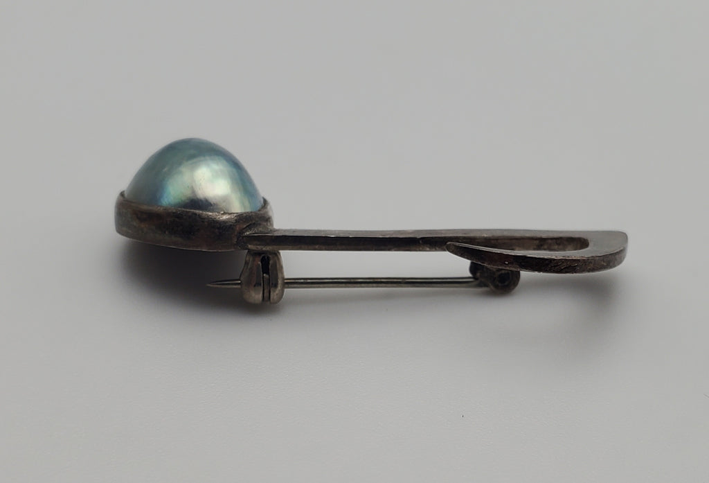 Vintage Tahitian Pearl Sterling Silver Eighth Note Brooch