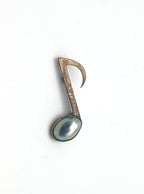 Vintage Tahitian Pearl Sterling Silver Eighth Note Brooch