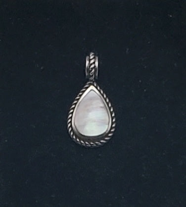 Vintage Mother-of-Pearl Sterling Silver Teardrop Pendant