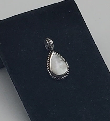 Vintage Mother-of-Pearl Sterling Silver Teardrop Pendant