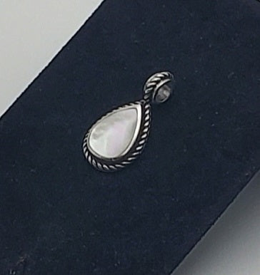 Vintage Mother-of-Pearl Sterling Silver Teardrop Pendant