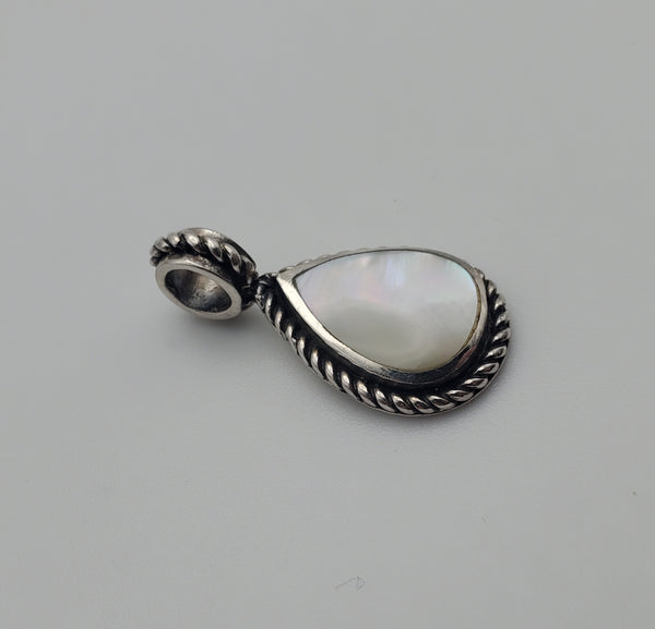 Vintage Mother-of-Pearl Sterling Silver Teardrop Pendant