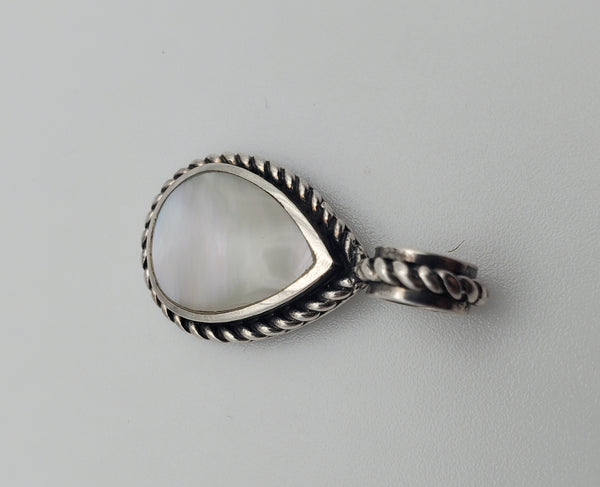 Vintage Mother-of-Pearl Sterling Silver Teardrop Pendant